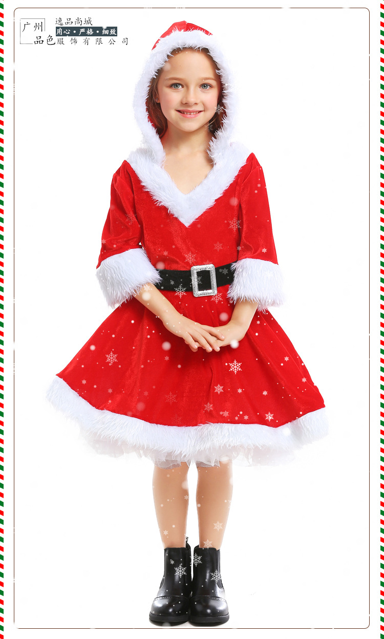Christmas costumes for adults and children, parent-child outfits, Christmas girls' cosplay red Santa Claus tutu dress