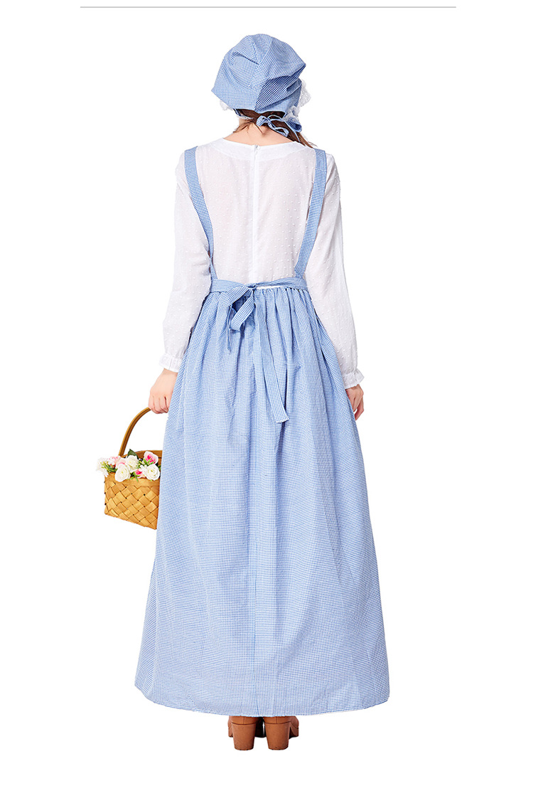 European pastoral style maid dress, retro farm-themed photo shoot/performance costume, in stock, multiple sizes available.