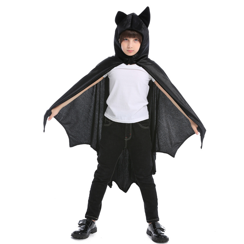 Children's Halloween animal cosplay, bat hooded cape, black cloak, vampire costume