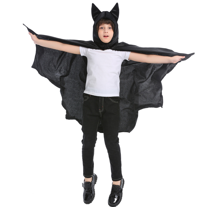 Children's Halloween animal cosplay, bat hooded cape, black cloak, vampire costume