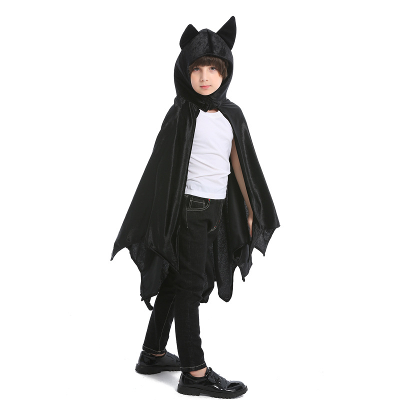 Children's Halloween animal cosplay, bat hooded cape, black cloak, vampire costume