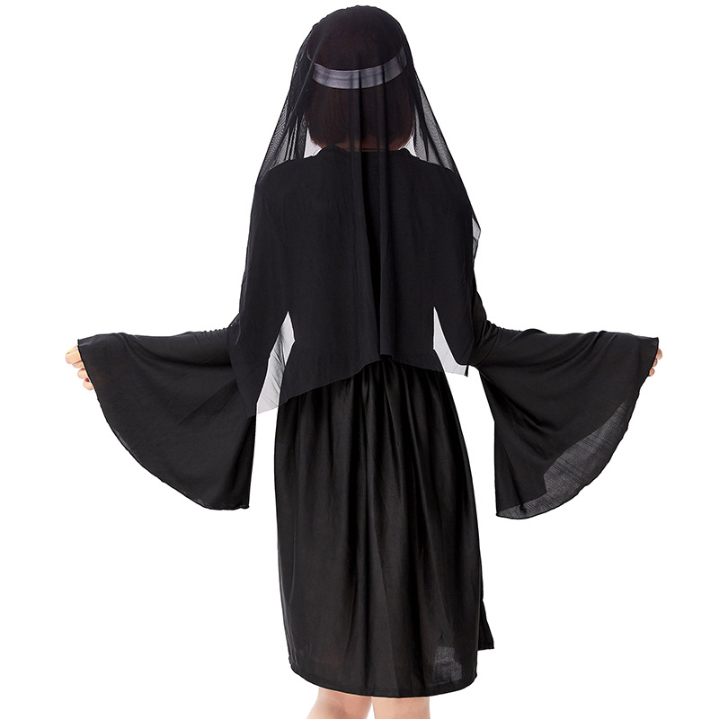 Halloween Nun's Habits 2021 Adult Choir Black Nun's Dress Cosplay Party Costume Game Costume