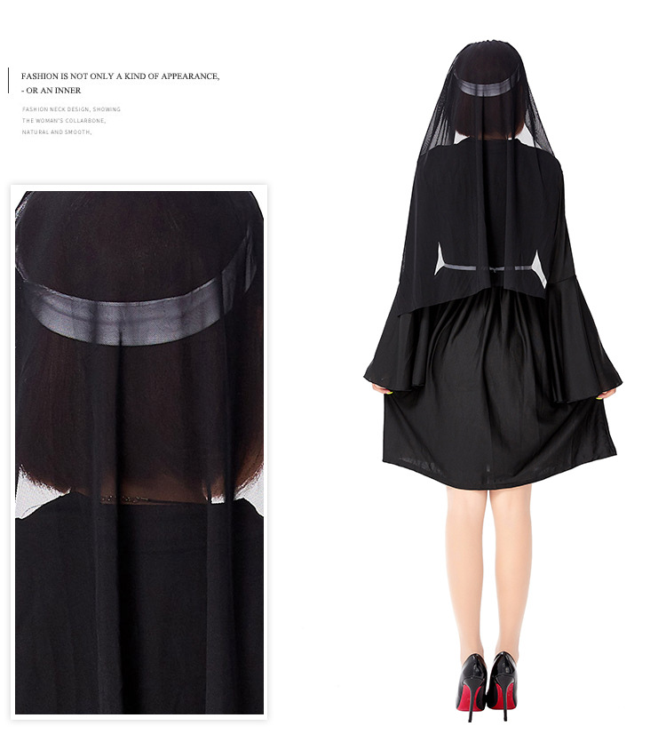 Halloween Nun's Habits 2021 Adult Choir Black Nun's Dress Cosplay Party Costume Game Costume