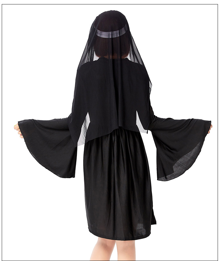 Halloween Nun's Habits 2021 Adult Choir Black Nun's Dress Cosplay Party Costume Game Costume