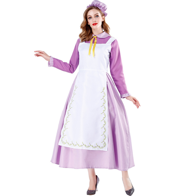 Halloween costume: Purple Teapot Lady, Castle Butler Maid, French Maid Dress, Fairy Tale Role Playing