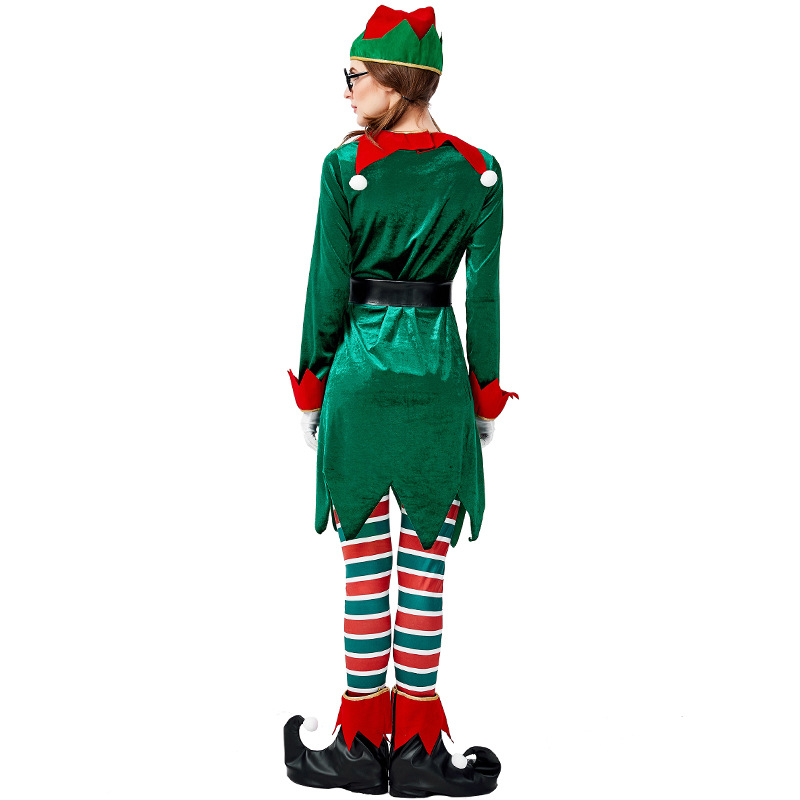 Adult women's Christmas elf dress set, Christmas and Halloween party stage costume