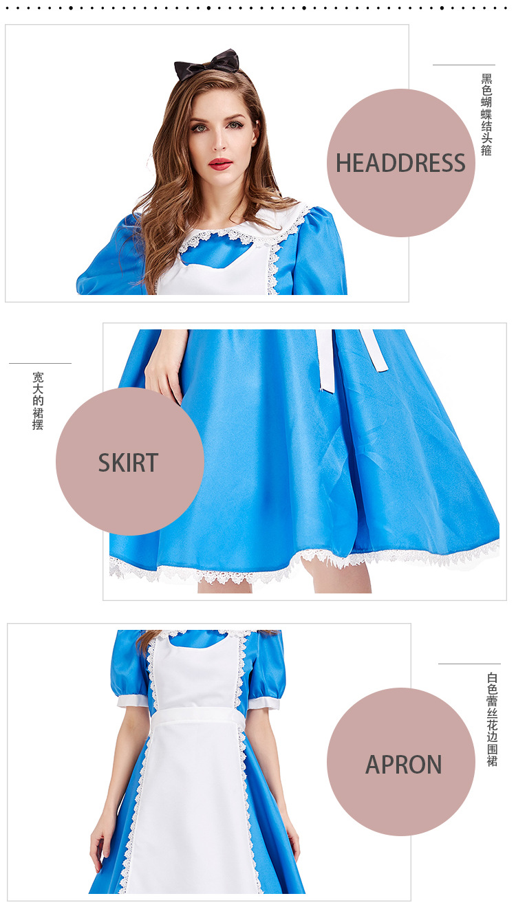 Alice in Wonderland Tea Party Costume - Blue Dress - Stage Performance Costume