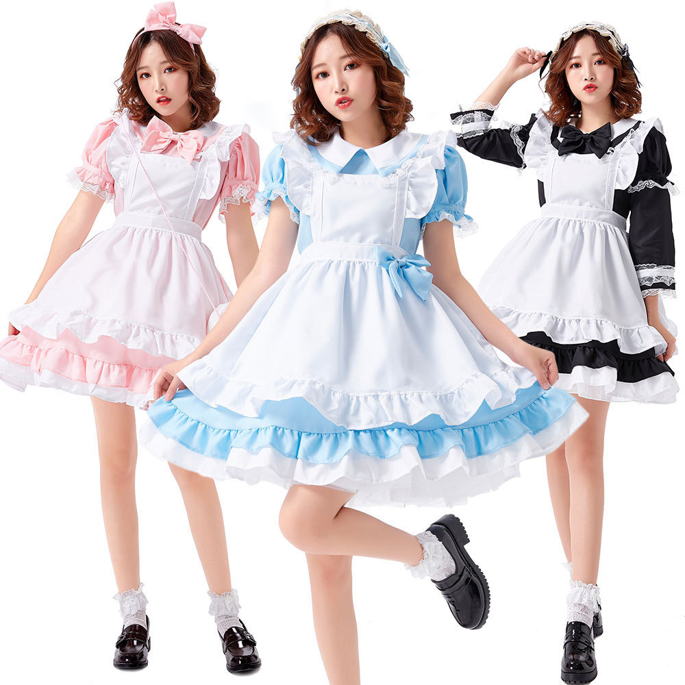2021 Adult Maid Anime Cosplay Costume Three-Color Internet Celebrity Best Friend Outfit Lolita Dress