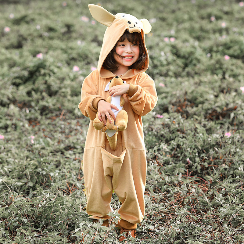 Halloween Children's Festival Party Costume, Parent-Child Performance Costume, Unisex Cute Kangaroo Animal Costume
