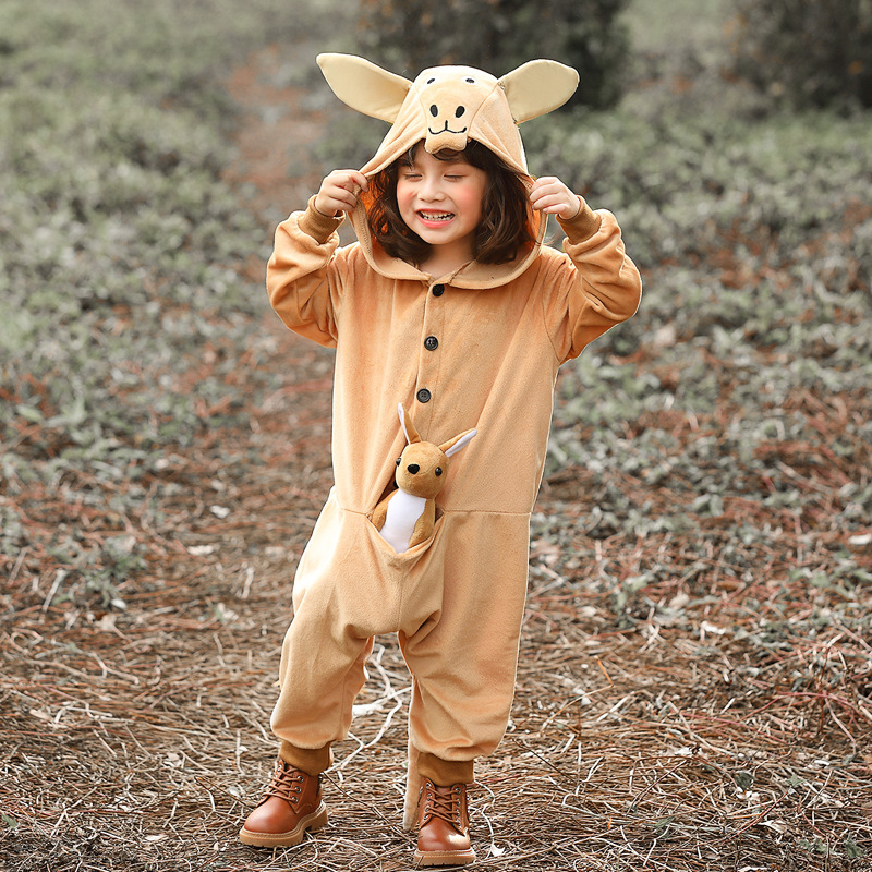 Halloween Children's Festival Party Costume, Parent-Child Performance Costume, Unisex Cute Kangaroo Animal Costume