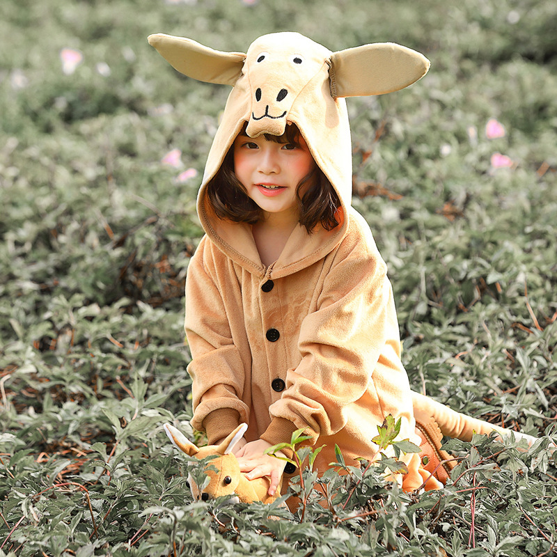 Halloween Children's Festival Party Costume, Parent-Child Performance Costume, Unisex Cute Kangaroo Animal Costume