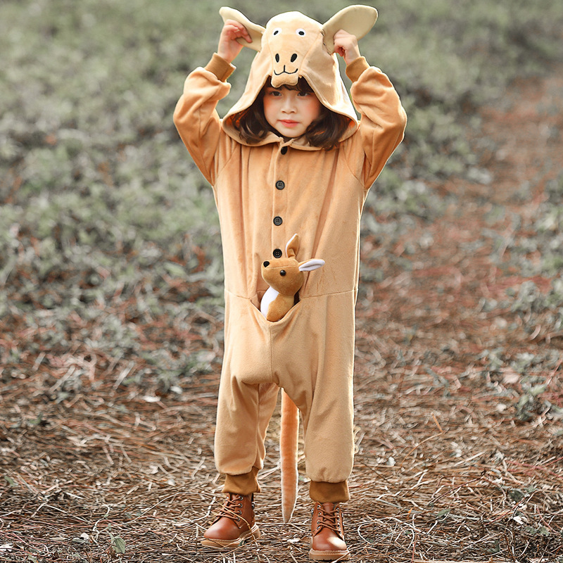 Halloween Children's Festival Party Costume, Parent-Child Performance Costume, Unisex Cute Kangaroo Animal Costume