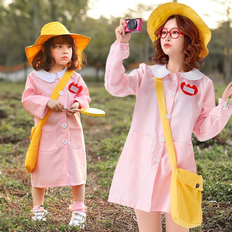 Halloween cosplay costume, adult pink everyday Japanese style childcare worker outfit, kindergarten parent-child stage performance costume