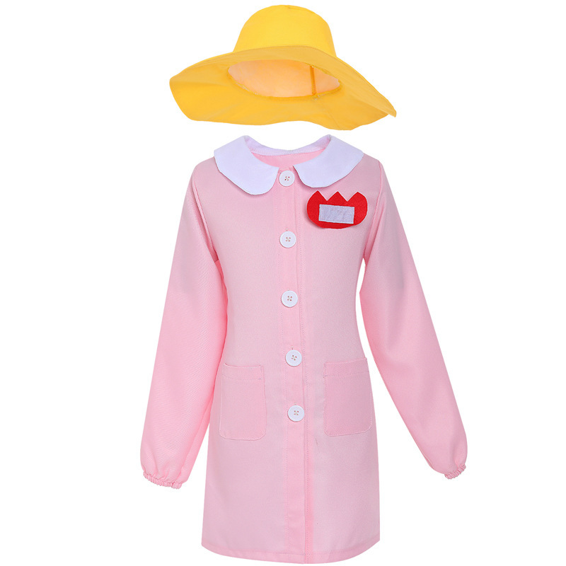 Halloween cosplay costume, adult pink everyday Japanese style childcare worker outfit, kindergarten parent-child stage performance costume