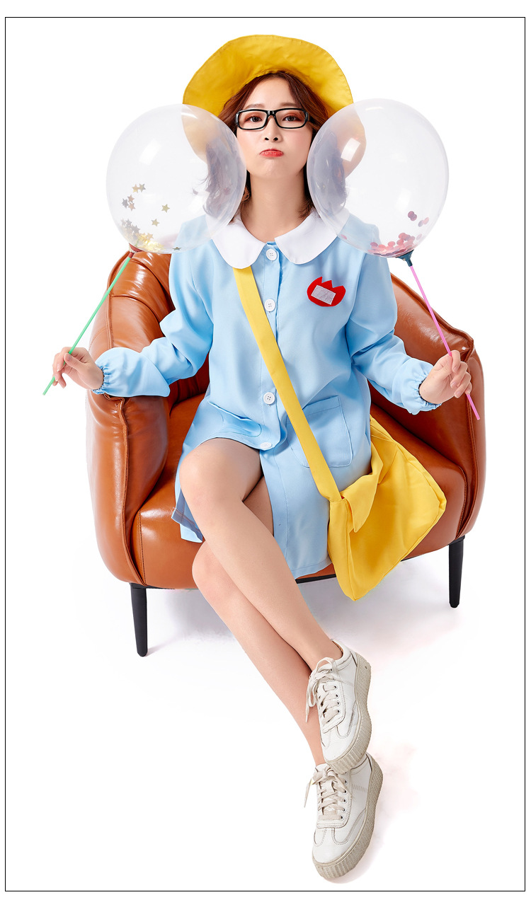 Halloween cosplay costume, adult pink everyday Japanese style childcare worker outfit, kindergarten parent-child stage performance costume