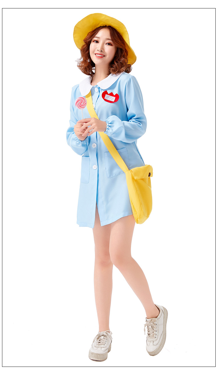 Halloween cosplay costume, adult pink everyday Japanese style childcare worker outfit, kindergarten parent-child stage performance costume