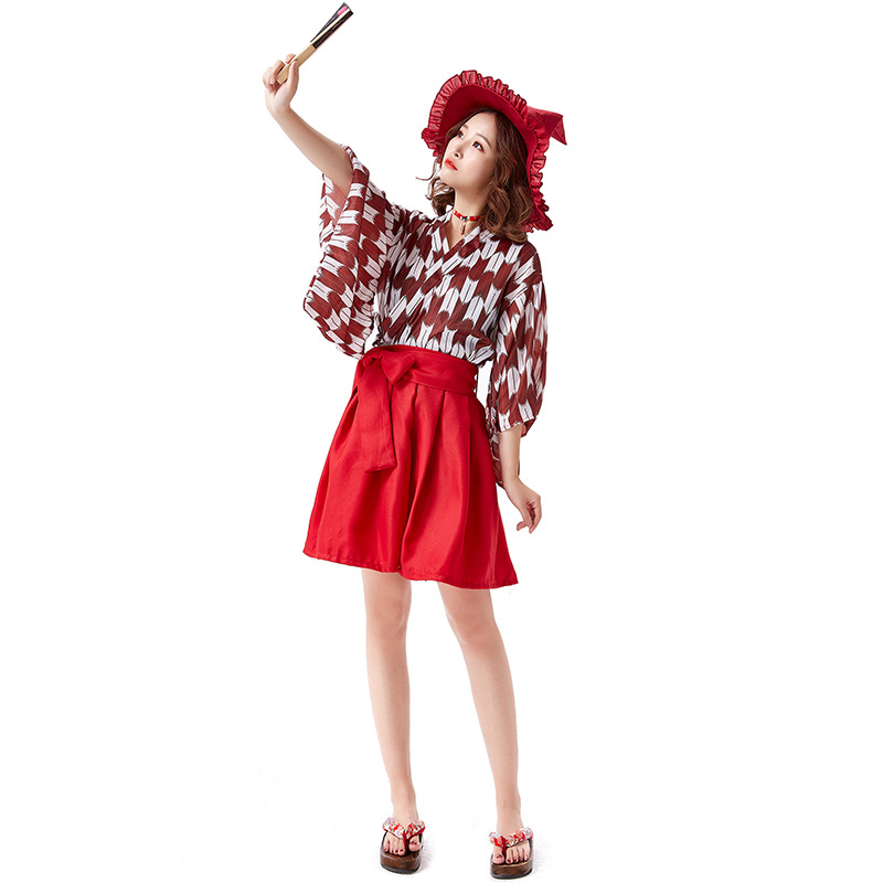 Cute and girly everyday outfit, koi streamer with digital print, modified kimono, pleated skirt, anime convention attire.