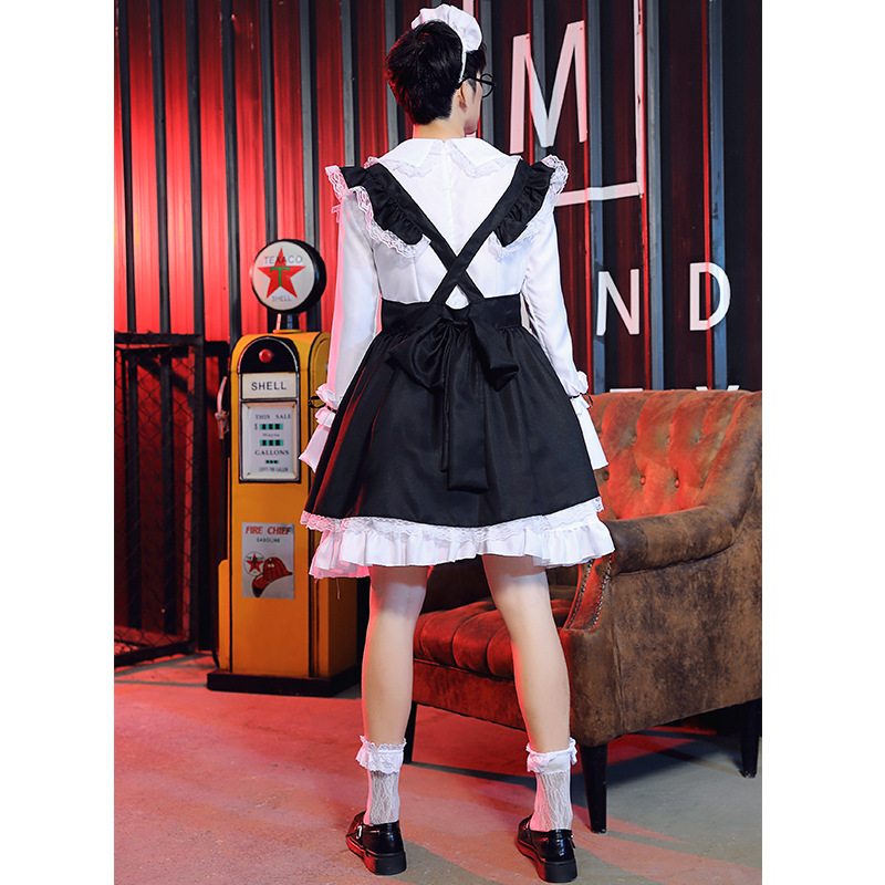 Black and white Lolita fashion maid outfit Lolita dress women's clothing boss dress wish