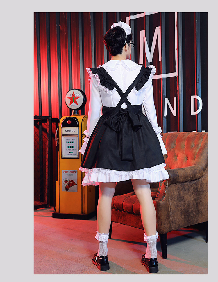 Black and white Lolita fashion maid outfit Lolita dress women's clothing boss dress wish