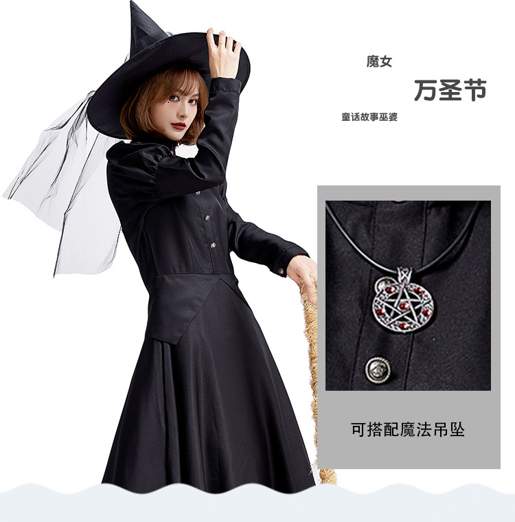 Halloween witch magic robe, Wizard of Oz, Western witch costume, family Halloween performance long dress