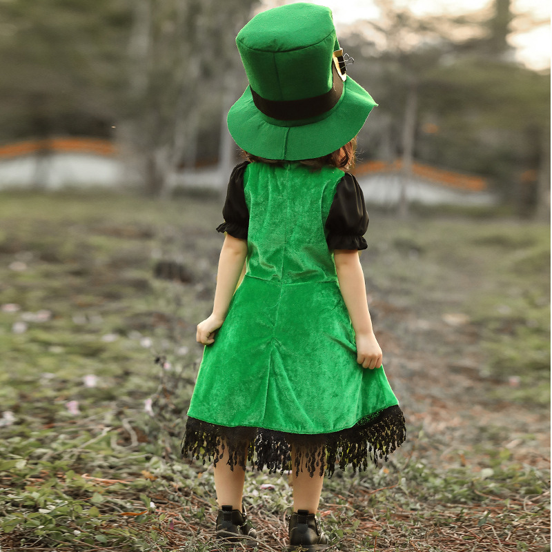Halloween costume for girls, European ethnic culture, St. Patrick's Day performance costume, Irish fairy game costume