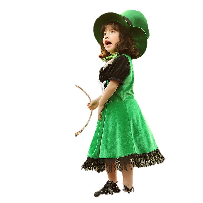 Halloween costume for girls, European ethnic culture, St. Patrick's Day performance costume, Irish fairy game costume