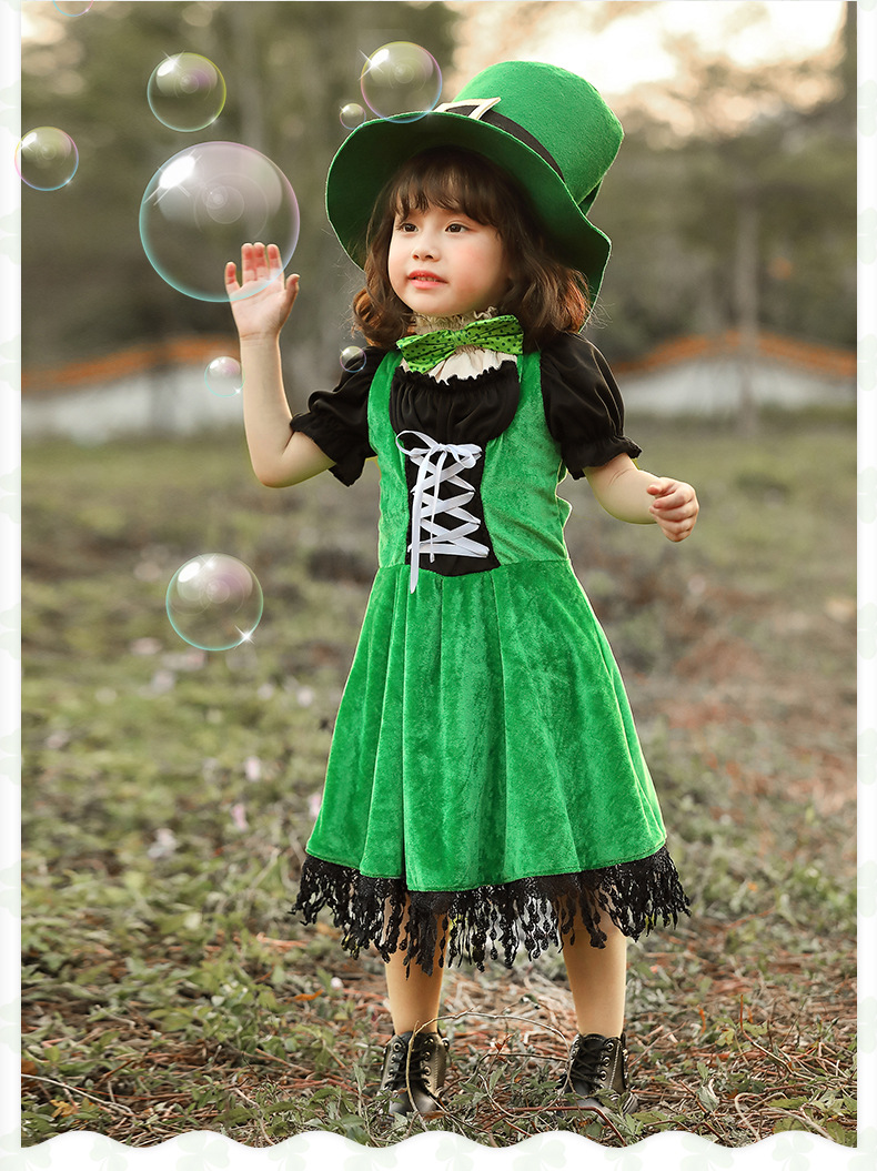 Halloween costume for girls, European ethnic culture, St. Patrick's Day performance costume, Irish fairy game costume