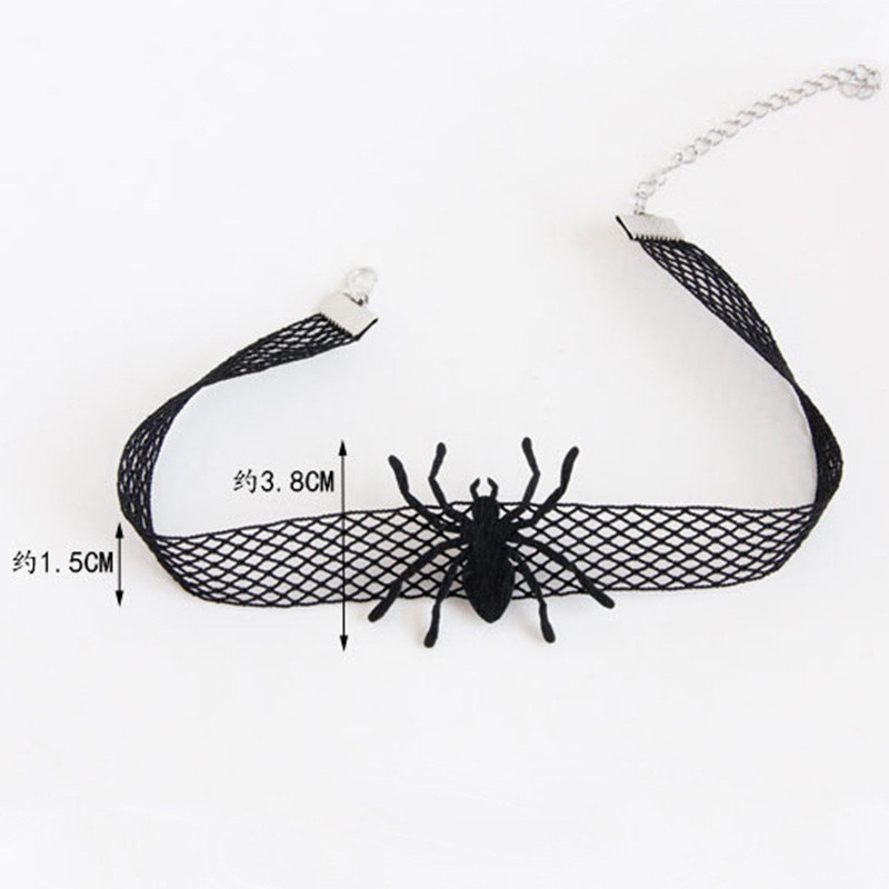 Dark Gothic style party spider web necklace black handmade clavicle chain short necklace jewelry neckband