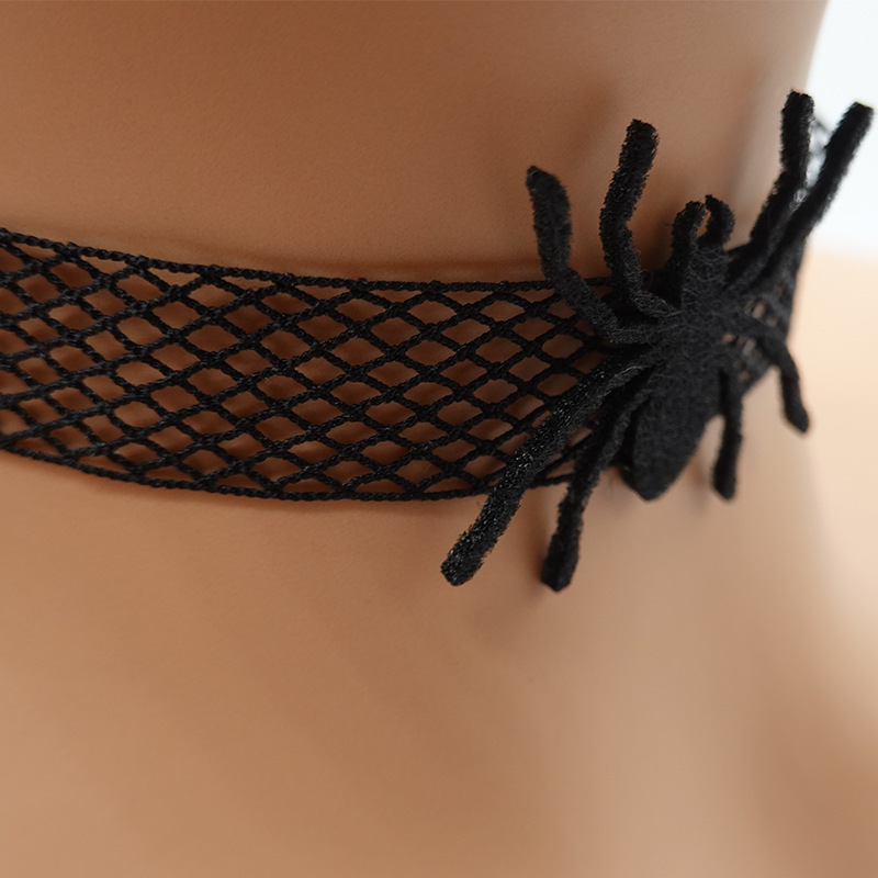 Dark Gothic style party spider web necklace black handmade clavicle chain short necklace jewelry neckband