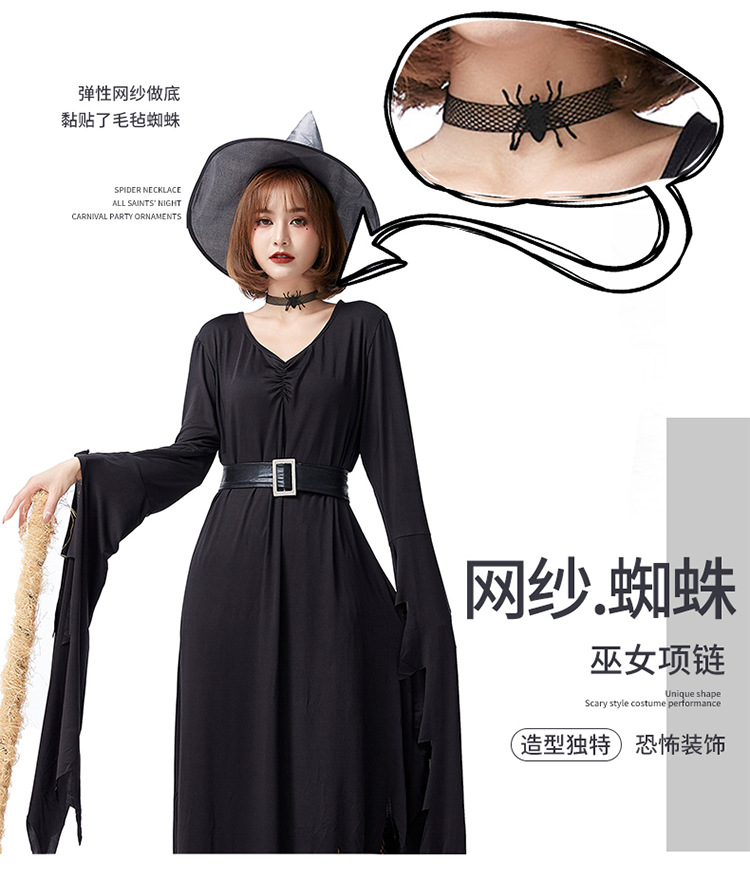 Dark Gothic style party spider web necklace black handmade clavicle chain short necklace jewelry neckband
