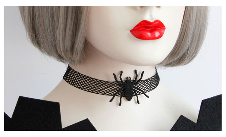 Dark Gothic style party spider web necklace black handmade clavicle chain short necklace jewelry neckband