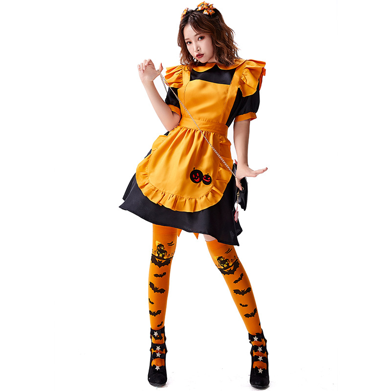 Halloween Costumes: Vampire Maid Servant Witch Jack Pumpkin Lantern Dress