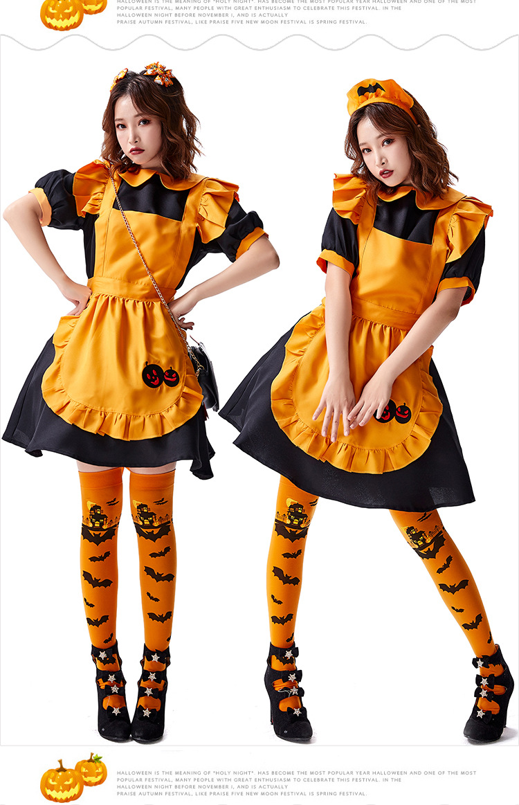 Halloween Costumes: Vampire Maid Servant Witch Jack Pumpkin Lantern Dress
