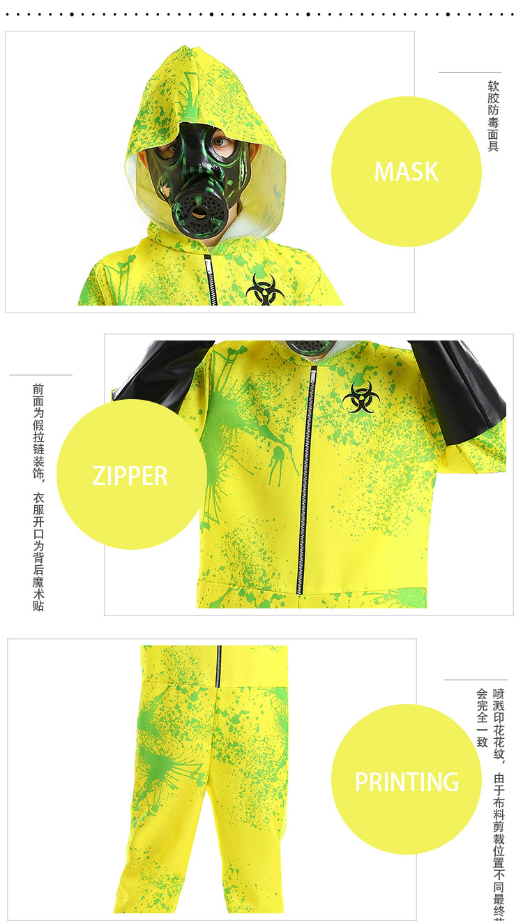Halloween New Arrivals Party Bodysuit Biohazard Protective Suit Splash Print Unisex Outfit Zombie Role Play