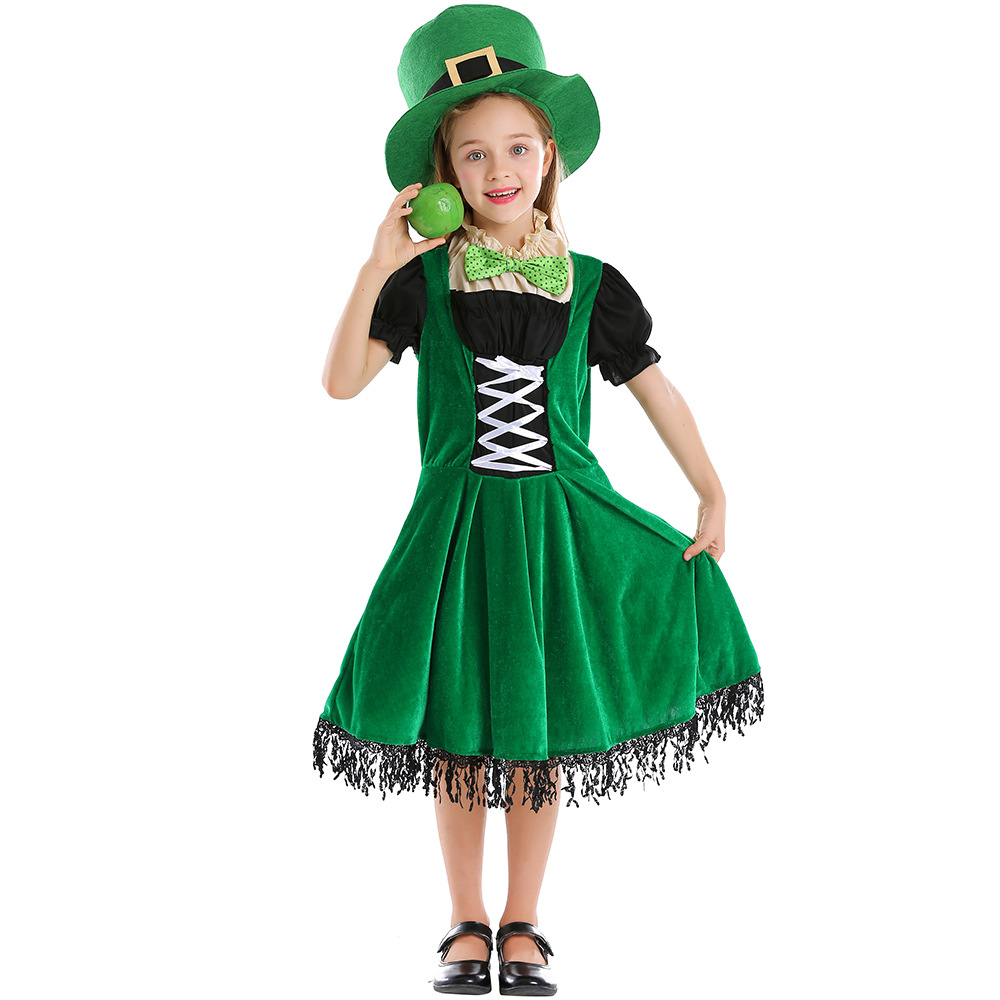 Halloween costume, St. Patrick's Day, a Western European national holiday, children's Irish fairy gnome dress.