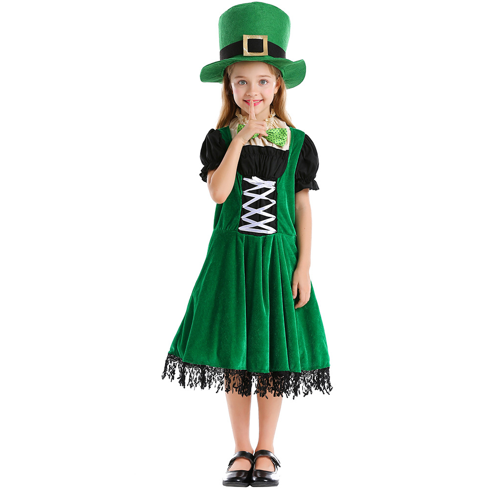 Halloween costume, St. Patrick's Day, a Western European national holiday, children's Irish fairy gnome dress.