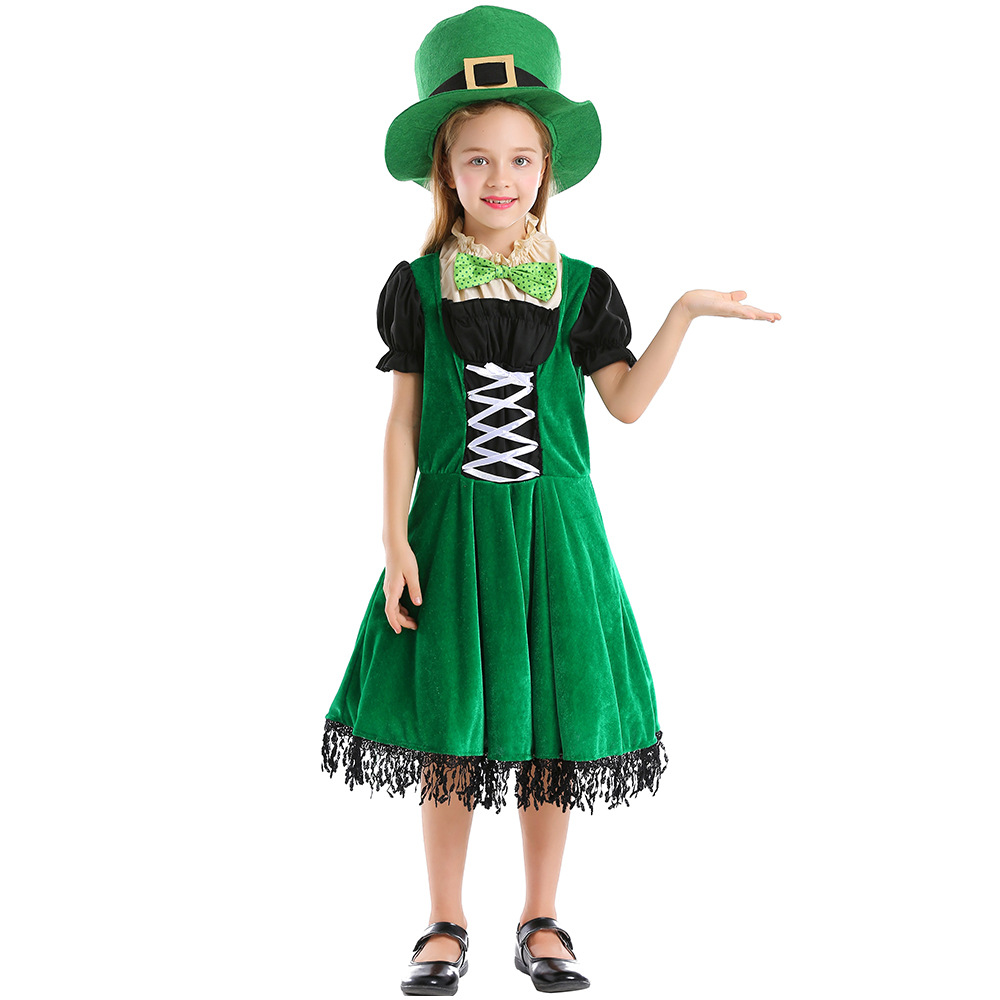 Halloween costume, St. Patrick's Day, a Western European national holiday, children's Irish fairy gnome dress.