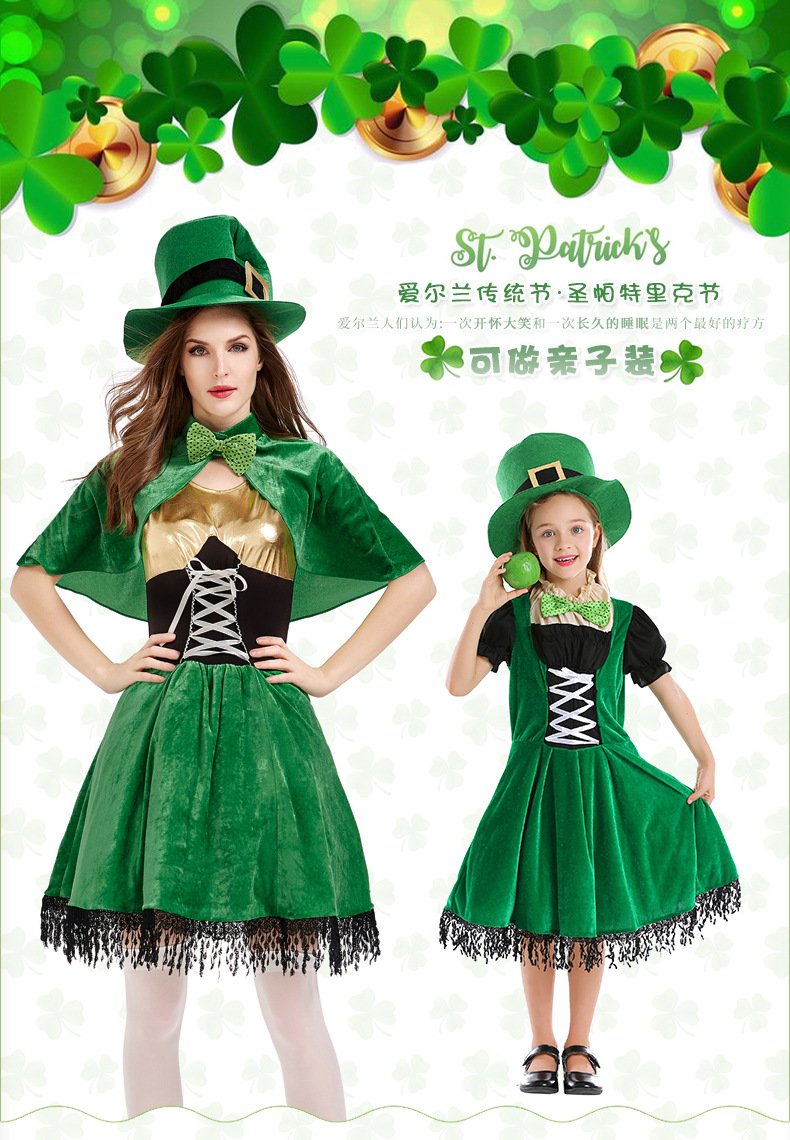 Halloween costume, St. Patrick's Day, a Western European national holiday, children's Irish fairy gnome dress.