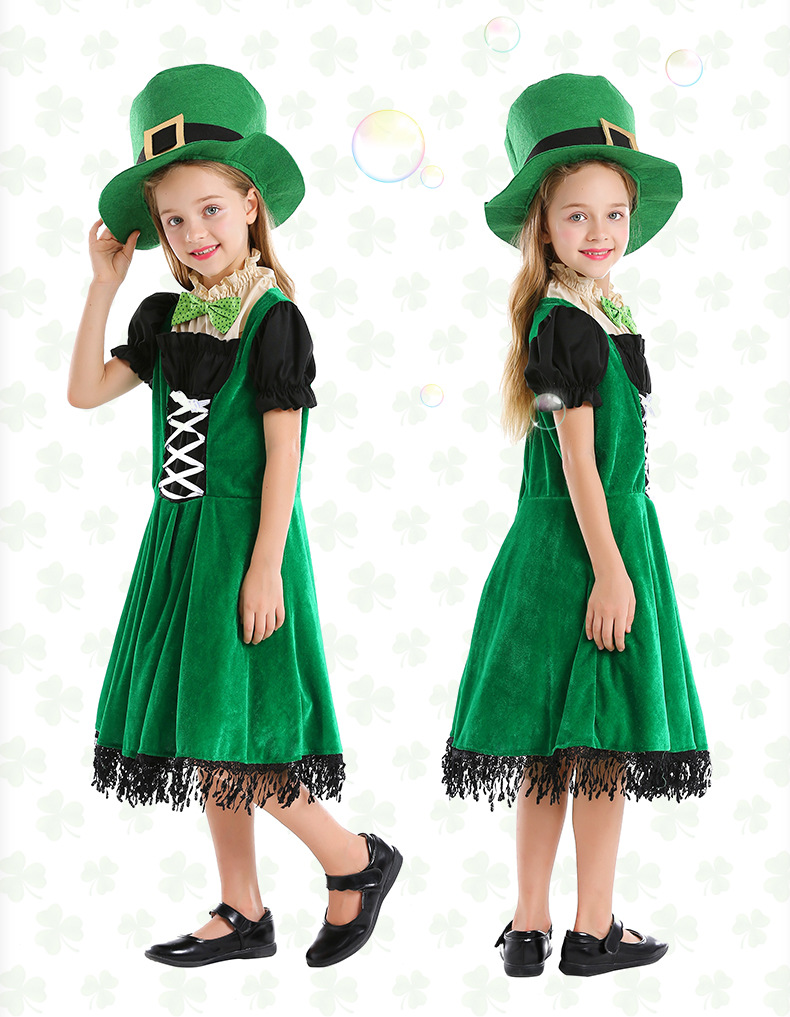 Halloween costume, St. Patrick's Day, a Western European national holiday, children's Irish fairy gnome dress.