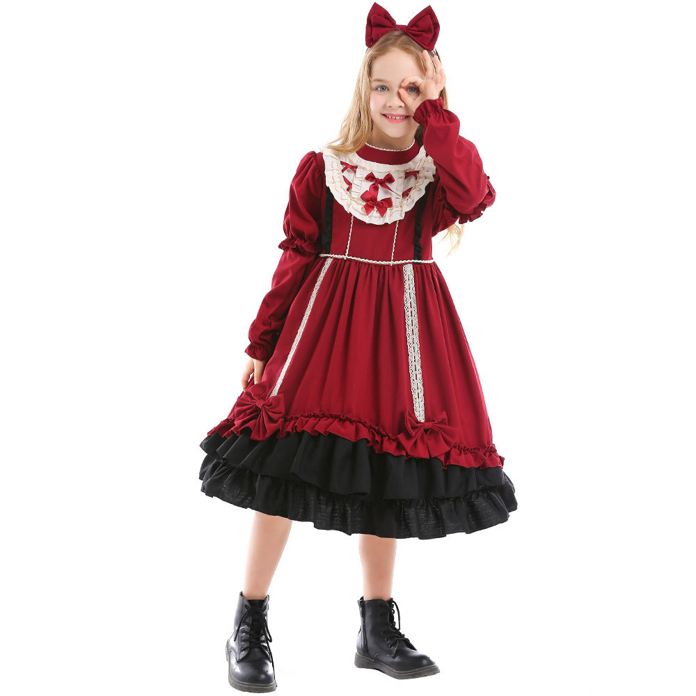 Clothing, Halloween Spanish Lolita dress, princess dress, burgundy Lolita photography, everyday Lolita outfit