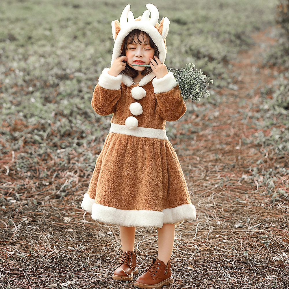 Christmas cosplay animal costume, Christmas reindeer skirt, role-playing coral fleece loungewear/performance costume