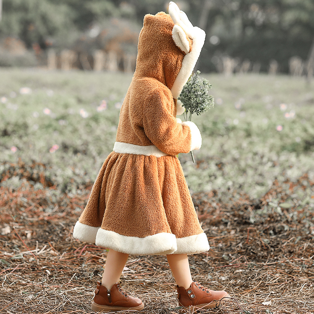 Christmas cosplay animal costume, Christmas reindeer skirt, role-playing coral fleece loungewear/performance costume