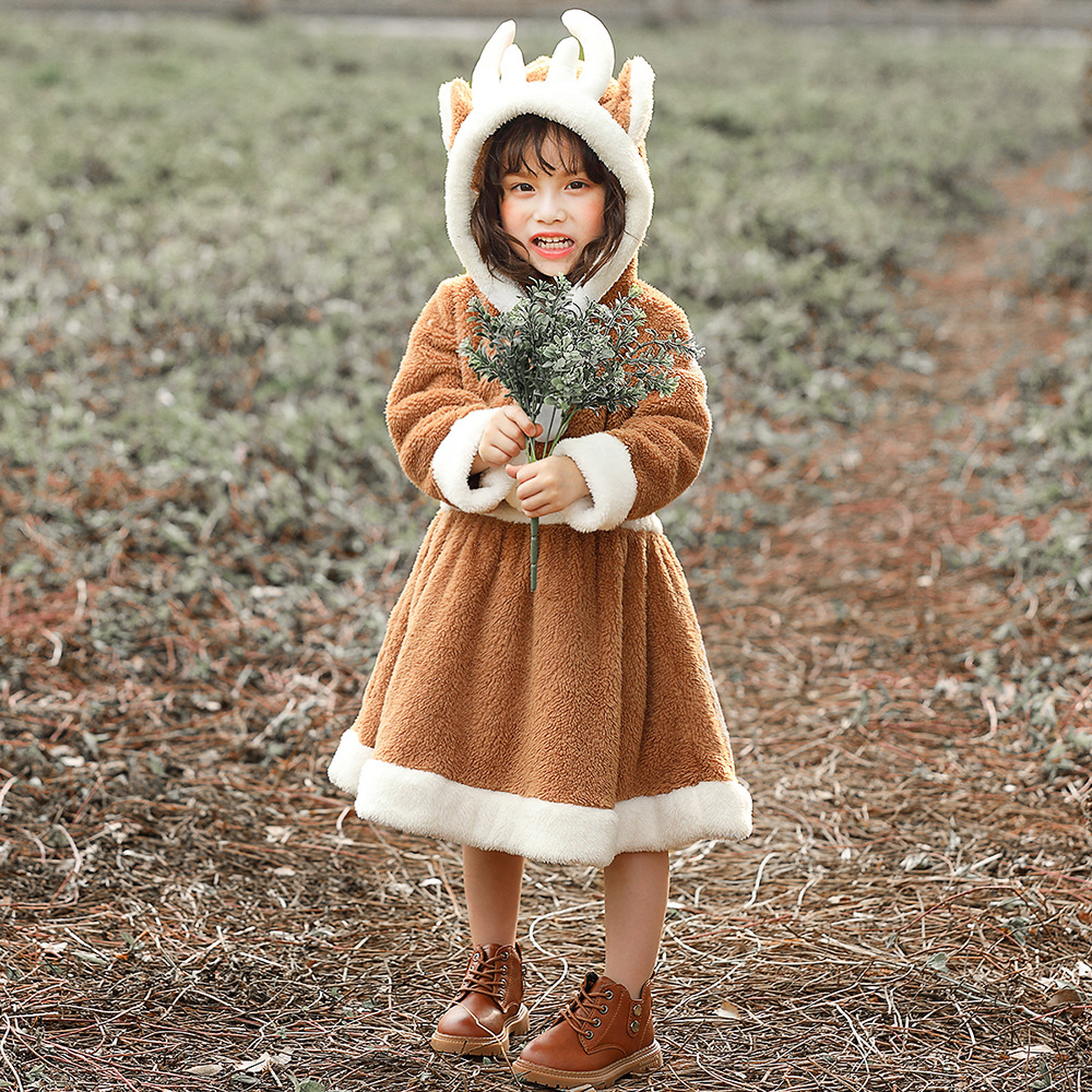 Christmas cosplay animal costume, Christmas reindeer skirt, role-playing coral fleece loungewear/performance costume