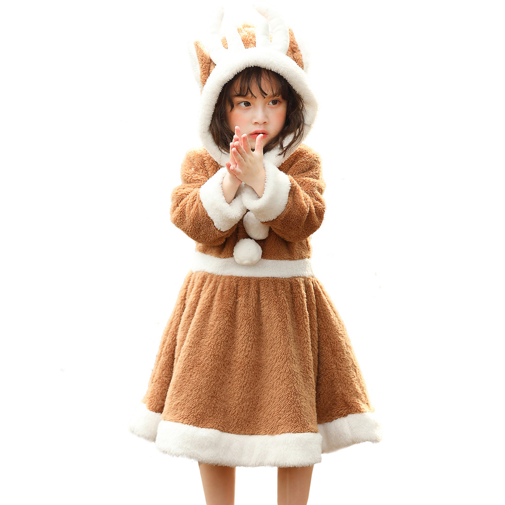 Christmas cosplay animal costume, Christmas reindeer skirt, role-playing coral fleece loungewear/performance costume