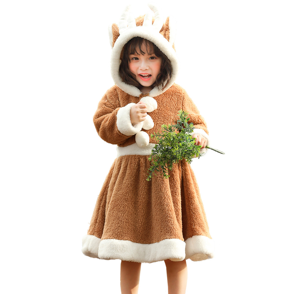 Christmas cosplay animal costume, Christmas reindeer skirt, role-playing coral fleece loungewear/performance costume