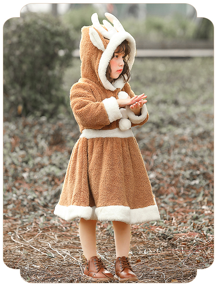 Christmas cosplay animal costume, Christmas reindeer skirt, role-playing coral fleece loungewear/performance costume