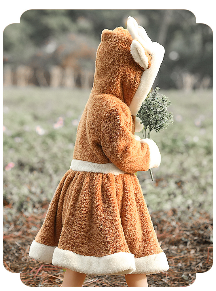 Christmas cosplay animal costume, Christmas reindeer skirt, role-playing coral fleece loungewear/performance costume
