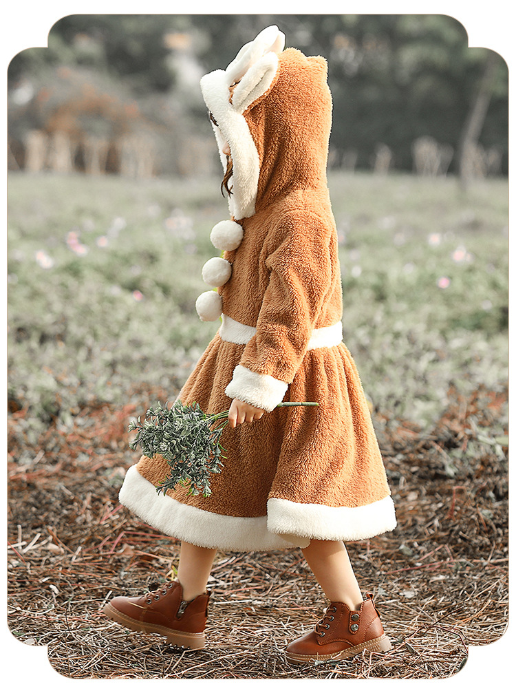Christmas cosplay animal costume, Christmas reindeer skirt, role-playing coral fleece loungewear/performance costume