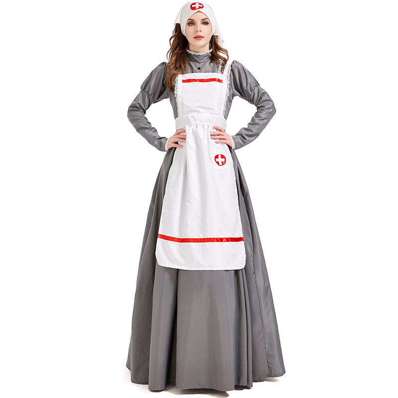 Halloween costume carnival, 19th-century European nurse costume, Florence Nightingale performance costume