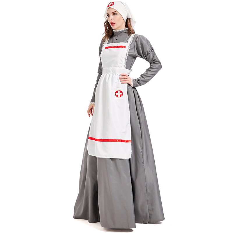 Halloween costume carnival, 19th-century European nurse costume, Florence Nightingale performance costume